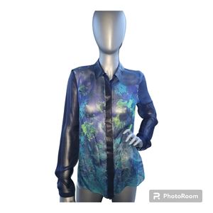 Sheer, Multicolored Button Top